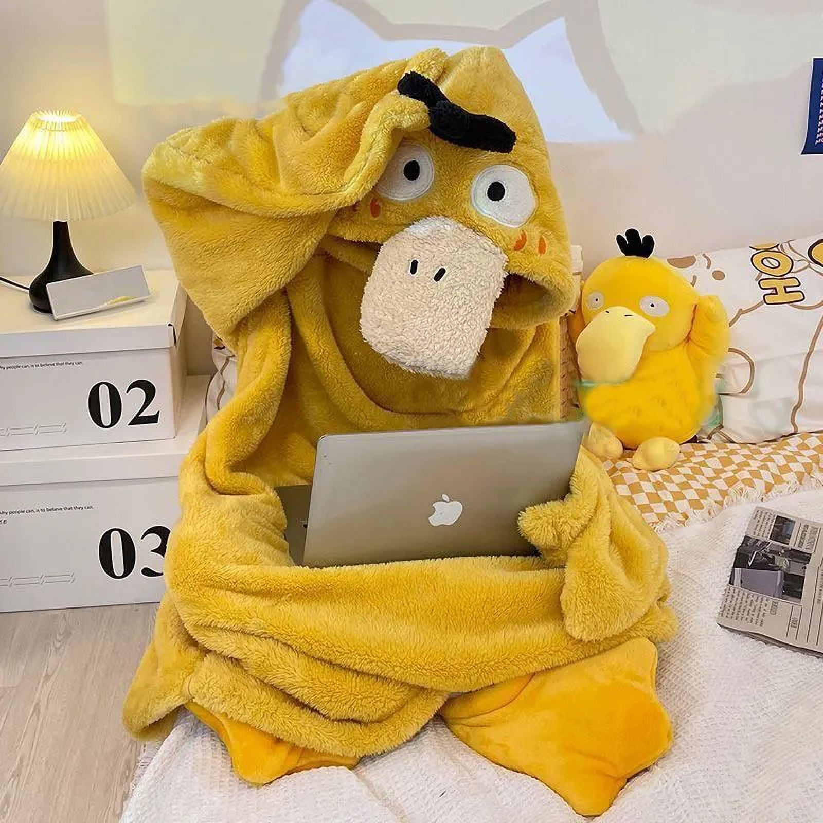 Beileda Cartoon Duck Winter Pajamas For Adult Onesie Hoodie Funny Pajama Warm Comfy Homewear Lounge Girls Dorm Cosplay Sleepwear Psyduck Other