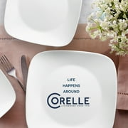 (2 pack) Corelle®- Classic, Pure White Square 12-Piece Dinnerware Set