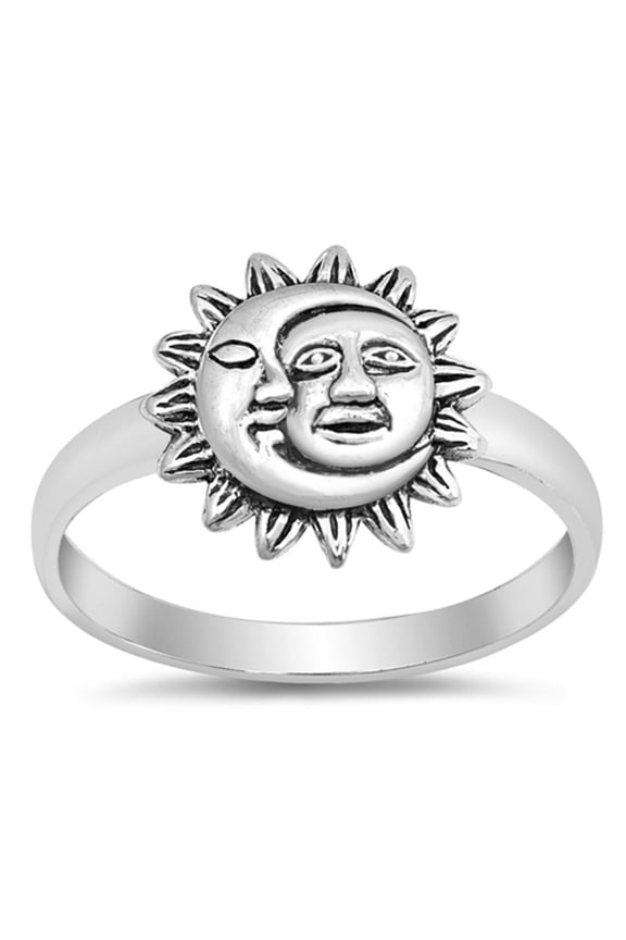 Sun Moon Universe Space Ring .925 Sterling Silver Band Jewelry Female Male Unisex Size 4