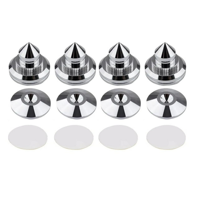 GLFILL 24K Copper 4PCS Speakers Stand Foot Spikes Mount Speaker Box for Pads Shockproof Silver