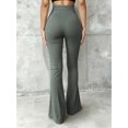 thumbnail image 2 of Women's High-Waisted Flare Pants, Front Seam Detail, Stretch Fabric, Suitable For Casual, Formal Occasions And Parties, Black, 2 of 6