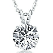 POMPEII3 Pompeii Certified 3.23Ct Solitaire Diamond Pendant 14k White Gold Lab Grown Necklace