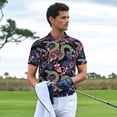 thumbnail image 3 of Fotbe Snake And Flower Pattern Men’s Golf Polo Shirt – Breathable Performance Golf Shirt with Button-Down Collar-XX-Large, 3 of 6