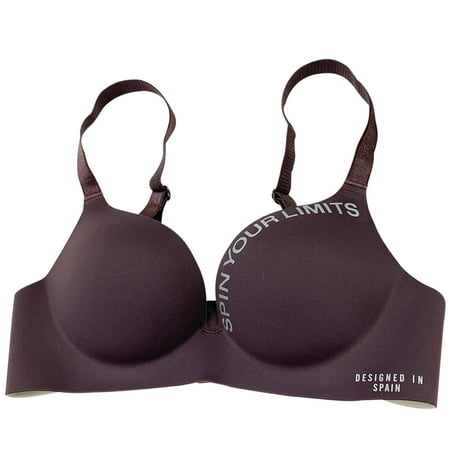 

Sonceds Women Seamless Bra Wireless Underwear Letters Thin Cup Push up Bra
