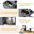 thumbnail image 6 of AEGFKD Kitchen Island Cart on Wheels with Storage, Rolling Bar Cart with Solid Wood Top and 3 Drawers, 3 Removable Shelves, Serving Utility Carts for Dining Room/Small Kitchen, Dark Gray, 6 of 10