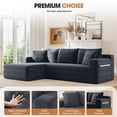 thumbnail image 3 of Aukfa 95" Cloud Sectional Sofa Deep Seat Boneless Couch Modular L-Shaped Couch, Left Chaise Corduroy Sofa for Living Room, Dark Gray, 3 of 9