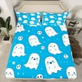 thumbnail image 2 of jejeloiu Kawaii Funny Ghost Bed Sheets,Happy Halloween King Sheets,Spooky Skeleton Skull Sheet Set For Boys Kids,Breathable Bedroom Decorative,4 Pieces, 2 of 7