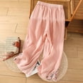 thumbnail image 6 of Levmjia Women's Embroidered Capri Pants High Waisted Wide Leg Cropped Trousers with Pockets Casual Loose Fit Elastic Waist Summer Pants, 6 of 9