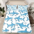 thumbnail image 2 of Homewish Cute Blue Shark Twin Sheet Sets for Teens, Cartoon Ocean Fish Twin Fitted Sheet, Kawaii Sealife Theme Flat Sheet, Breathable Home Decor, 3-Piece, 2 of 7