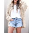 thumbnail image 4 of Women Crochet Cardigan Sweater Kimonos Boho Solid Color Oversized Fall Open Front Outwear Apricot XL, 4 of 7
