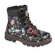 thumbnail image 1 of Cipriata - Botas a los Tobillos de PU Polipiel Sonia con Cordones, Cremallera Interna Diseño Floral Niñas (Negro), 1 of 2