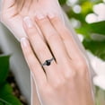 thumbnail image 5 of Natural Black Onyx Size-10 Art Deco Oval Vintage Rings Leaf Filigree Design CZ Wedding Engagement Ring For Women 925 Sterling Silver Gifts For Her, 5 of 6