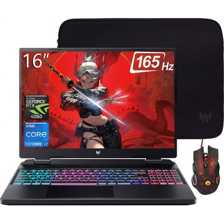 Acer Predator Helios Neo Gaming Laptop, 16" WUXGA 165Hz, Intel Core i7-13700HX, NVIDIA GeForce RTX 4050, 32GB DDR5, 1TB SSD, Wi-Fi 6, Backlit Keyboard, Thunderbolt 4, Windows 11 Home, with Mouse