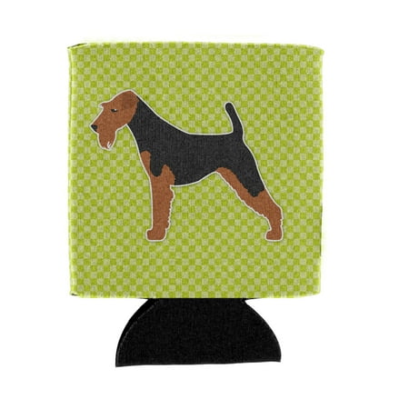 

Carolines Treasures BB3785CC Welsh Terrier Checkerboard Green Can or Bottle Hugger Can Hugger multicolor