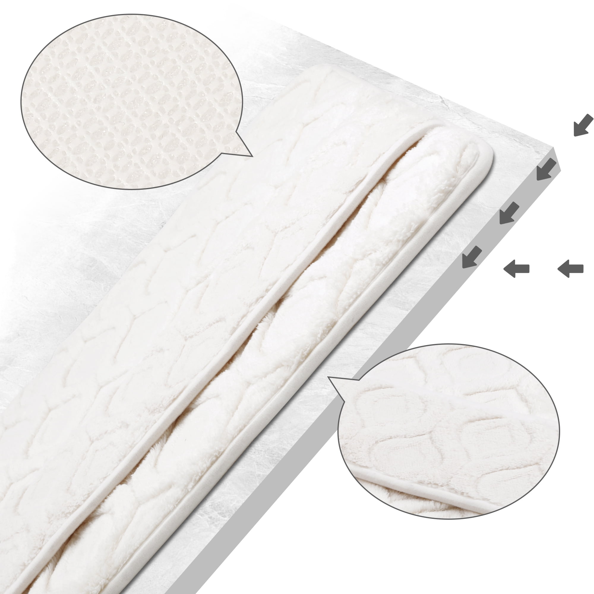 Unique Bargains Quick Dry Bath Mat Non Slip Washable Absorbent Rug White 16" x 24"