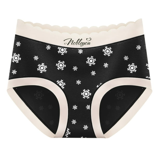 Aayomet Womens Bikini Panties Breathable and Seamless Printing Bow Panties  (Black, L) 
