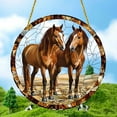thumbnail image 1 of pstuiky Adorno colgante de disco acrílico plano 2D con forma de caballo de crin roja del desierto para ventana o porche exterior., 1 of 9
