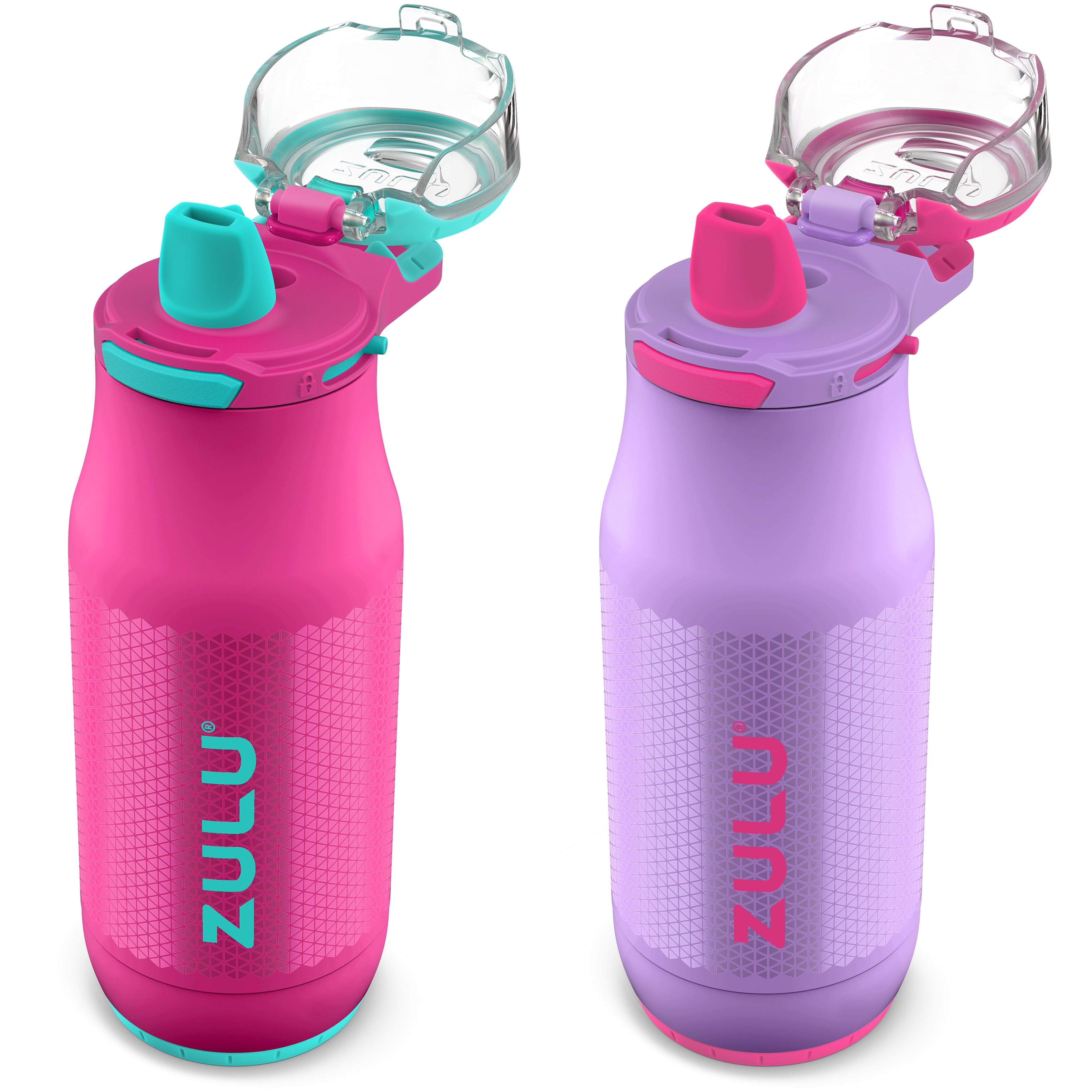 Zulu Kids Water Bottle 473ml, 2 Pack (Pink and Magenta)