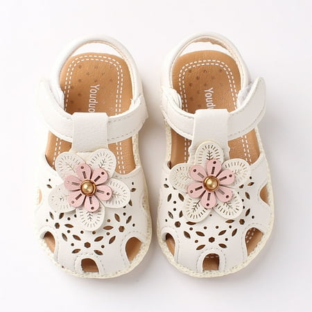 

QISIWOLE Toddler Baby Girls Cute Flowers Shoes Hollow Out Soft Kids Non-slip Sandals Deals !
