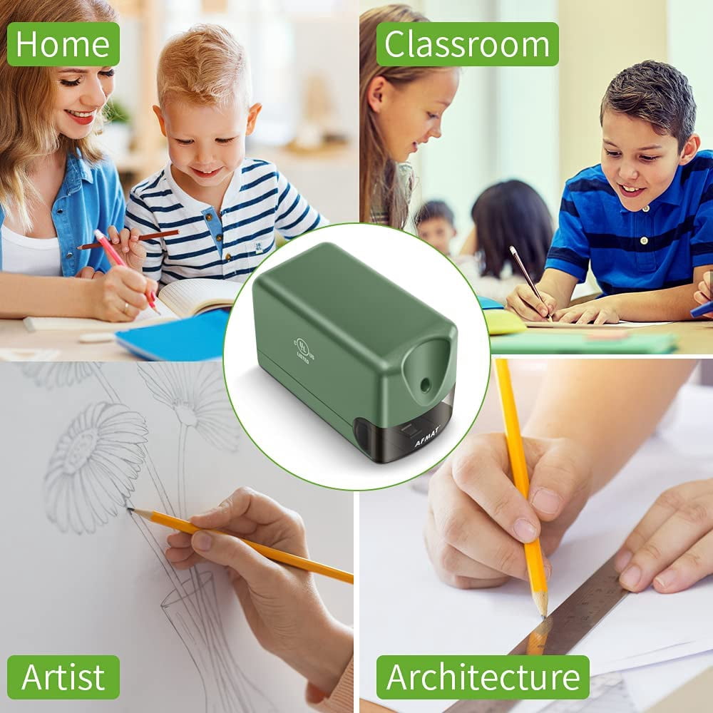 AFMAT Heavy Duty Electric Pencil Sharpener, UL Listed Plug-in Pencil Sharpener for 6.5-8mm No.2/Colored, with Upgraded Helical Blade Sharpen 10000 Times,New,4.06"H