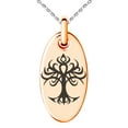 thumbnail image 4 of Stainless Steel Tribal Tree of Life Engraved Small Oval Charm Pendant Necklace, 4 of 4