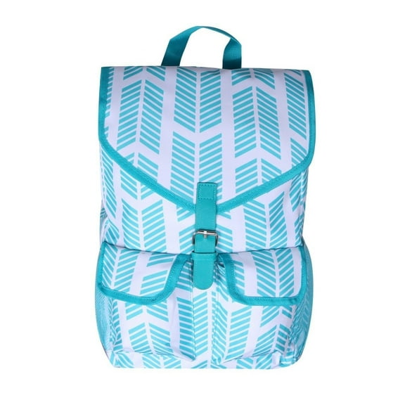 Womens Backpack Chevron Arrow School Work Laptop Tablet Book Bag Turquoise Blue