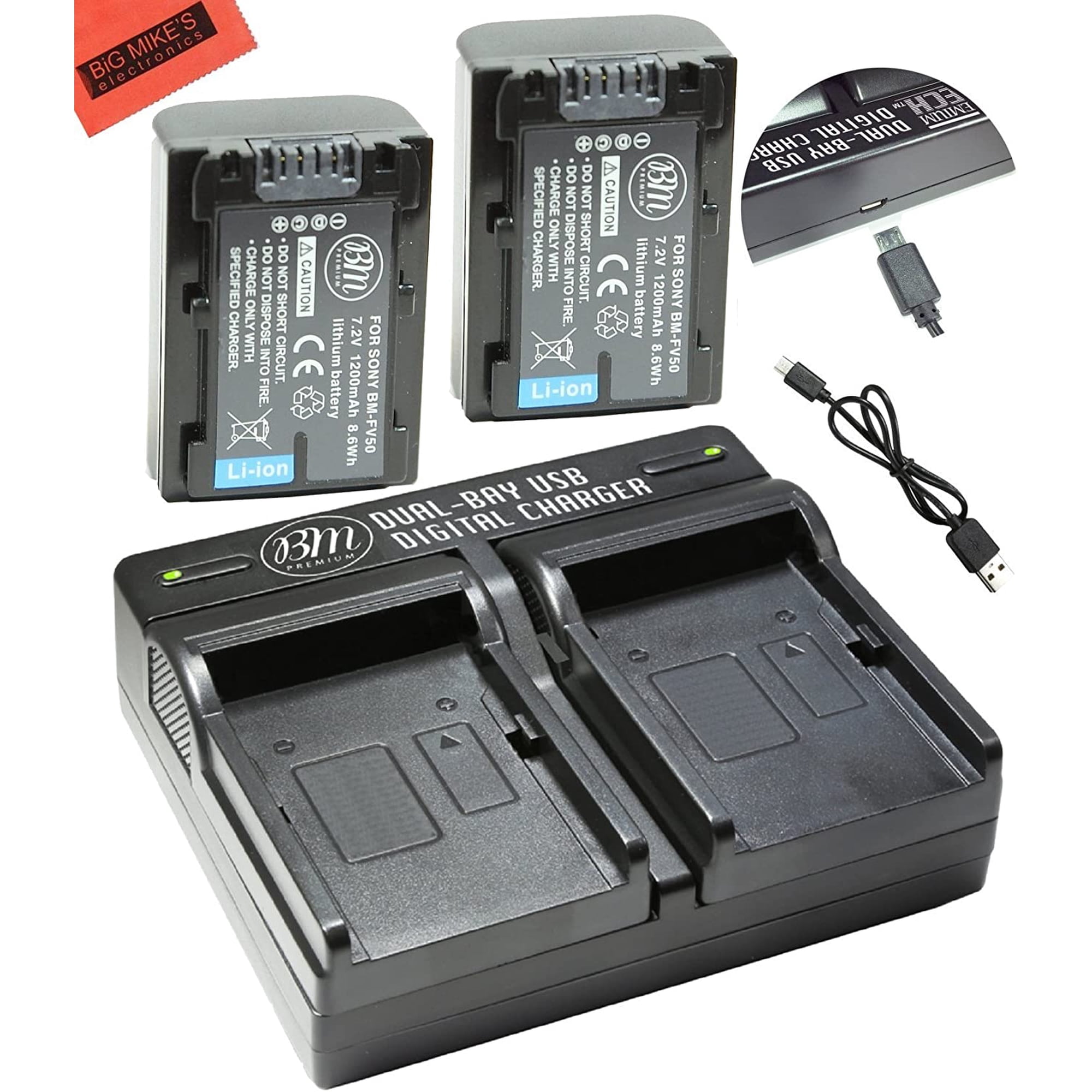 Kit Batterie + Chargeur DSTE Pour Sony NP-FV50 - 2 Batteries 1300mAh, Chargeur USB Double, Garantie 2 Ans