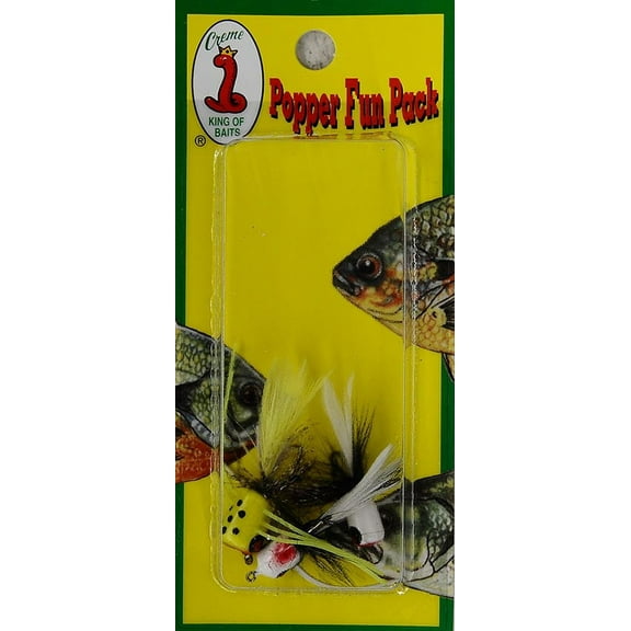 Creme Lure Popper Fishing Lures for All Freshwater Fish Assorted Colors 6-Count