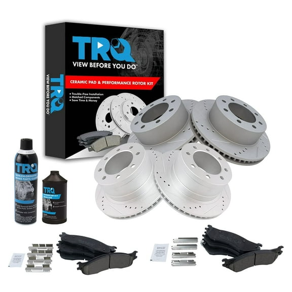TRQ Performance Rotor Ceramic Brake Pad Front Rear Kit w/Chemicals BKA15997 Fits select: 2007-2008 DODGE RAM 1500, 2003-2008 DODGE RAM 2500