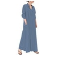 thumbnail image 2 of Shirt Dresses for Women Cotton Linen Long Sleeve Button Down Collared Loose Fit Flowy Maxi Dress with Pockets, 2 of 4