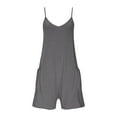 thumbnail image 5 of ClodeEU Women's Spaghetti Strap Sleeveless Romper ,Solid Color Casual Jumpsuit Shorts Dark Gray,Womens Plus XXXL, 5 of 7
