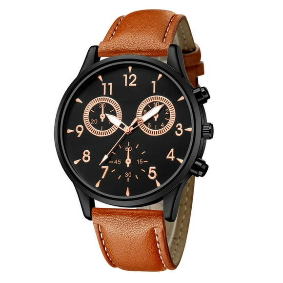 TopLLC Men's Quartz Watch Fashion Men's Leather Military Casual Analog Quartz Wrist Watch Business Watches watch