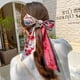 thumbnail image 3 of Fashion Printing Chiffon Check Grace Long Ribbon Bow Lady Headdress Scrunchie Ponytail Holder Tie Women Silk Scarves Hair Band, 3 of 4