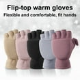 thumbnail image 4 of Bibifish Womens Convertible Gloves Winter Warm Lined Gloves Solid Color Comfy Flip Top Gloves Outdoor Hiking Camping Gloves, 4 of 4