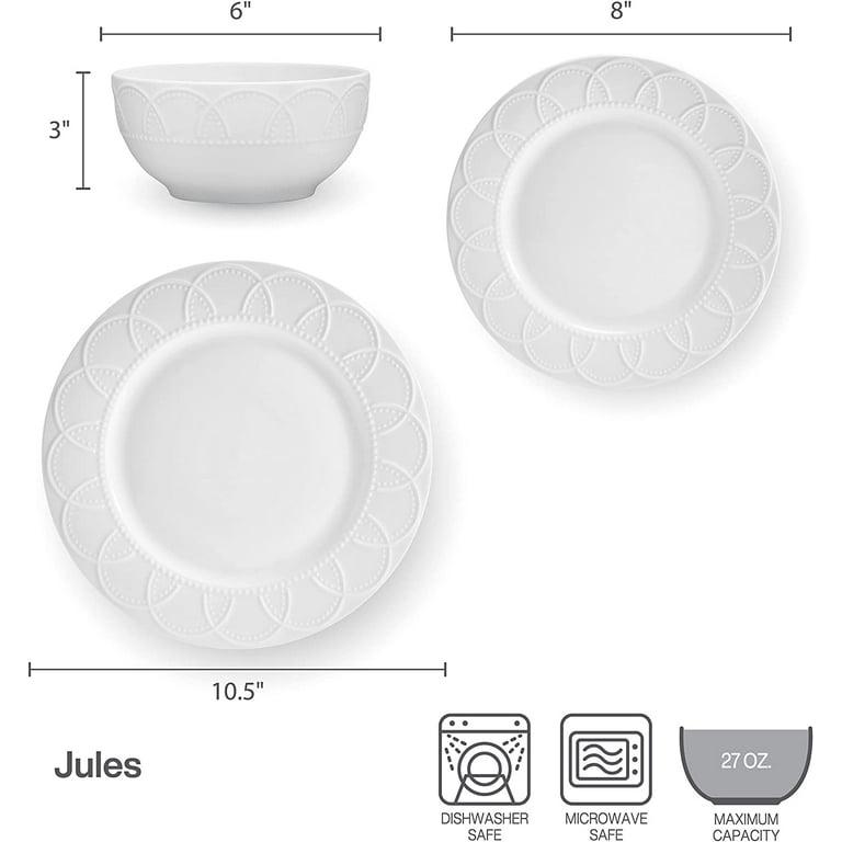 Pfaltzgraff Jules 12 Piece Porcelain Dinnerware Set White