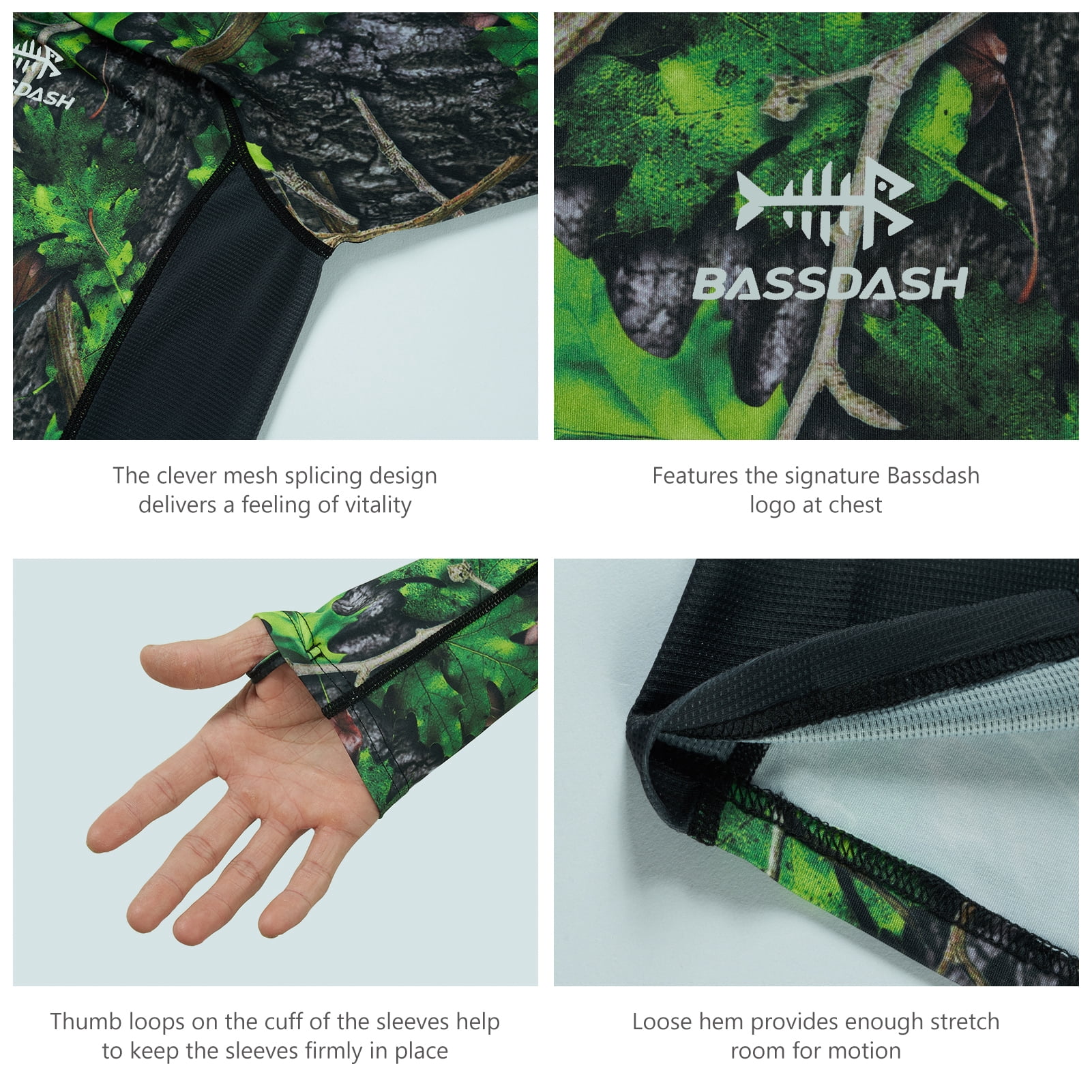 Bassdash FS13M Men's Hunting Camo Performance Long Sleeve Shirt Fishing UPF50+