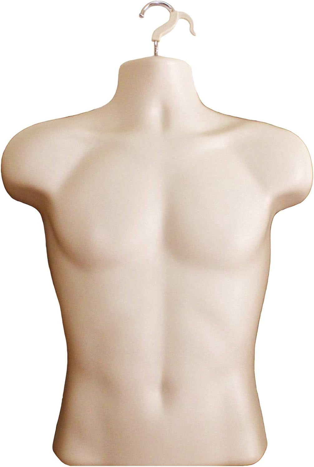 DisplayTown Flesh Male + Female Hollow Back Mannequin Torso Form w/ Single Metal Stand with Metal Pole, S-M Sizes