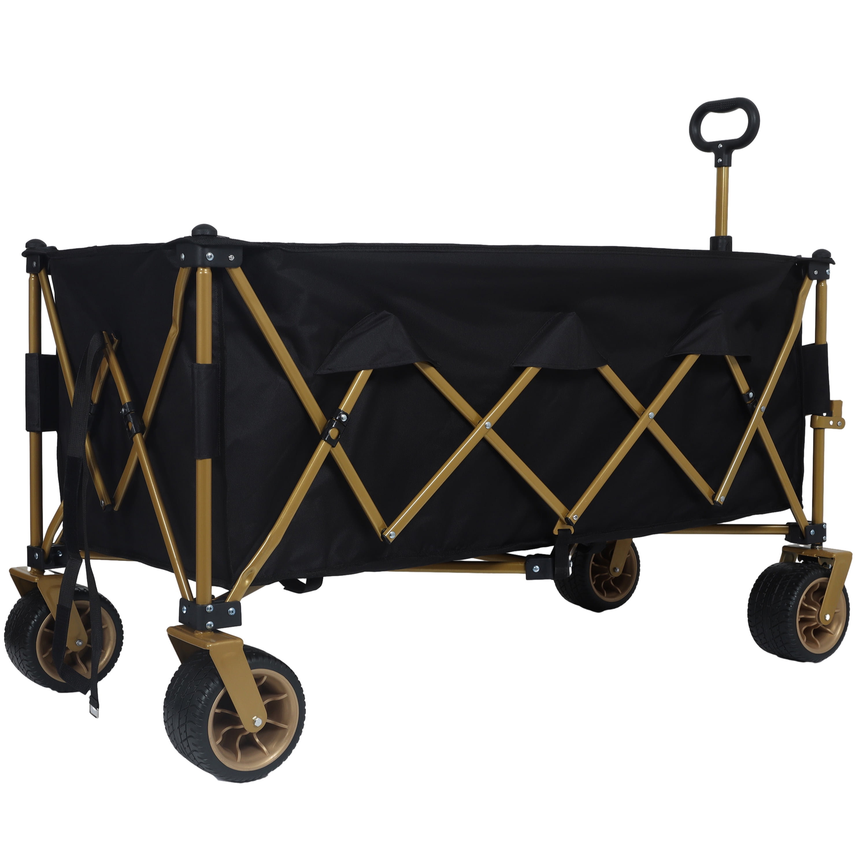 51-inch Extra long large Heavy-Duty Foldable Utility Wagon - 480lbs Capacity, Patented Ultra-Stable Frame, 1:6 Space-Saving Fold & 7" All-Terrain Wheels, Black
