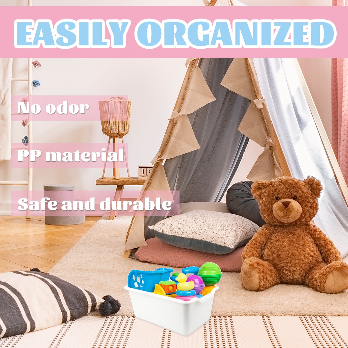 Pansente 18 PCS Plastic Classroom Bins, Bulk Book Bins, Multi Functional Toy Box, Books Binss For Classrooms ，Suitable For School Classrooms Office Home Book Storage