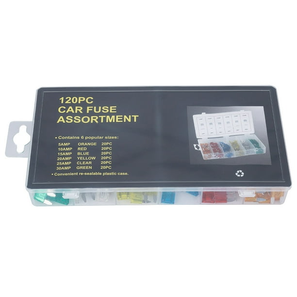 Accesorios eléctricos, 120 piezas/caja, tamaño pequeño, surtido de fusibles para coche, kit de fusibles, instalación sin esfuerzo
