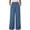 Blue, variant on Womens Wide Leg Straight Jeans Elastic High Waisted Pull on Trousers Stretchy Baggy Basic Denim Pants with Pockets