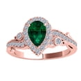 thumbnail image 2 of Mauli Jewels Rings for Women 1.35 Carat Pear Shape Emerald And Round White Diamond Ring Prong-Setting 10K Rose Gold, 2 of 5