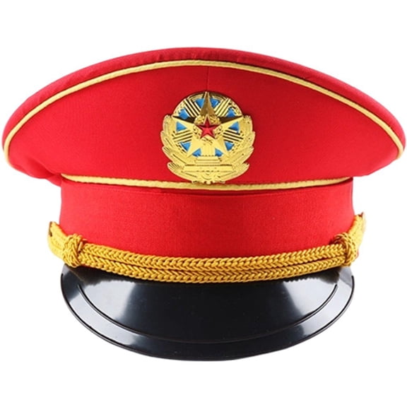 Byfri Cotton Navy Officer Cap Military Adjustable Army Hat Red 56-58cm