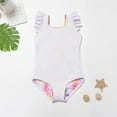 thumbnail image 7 of TAIAOJING Girls One-Pieces Swimsuit Summer Pool Hawaii Tropical Beachwears Toddler Bathing Suit Litle Kids Cute Swimwear Quick Dry Striped Ruffle Floral Lovely 5-6Y, 7 of 7