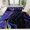 thumbnail image 1 of Nordic Abstract Starry Sky Area Rug, Colorful Fluorescent Waves Washable Carpet, Anti-Slip Backing Washable Indoor Carpet for Living Room Bedroom Study Dining Room,3x4ft, 1 of 6