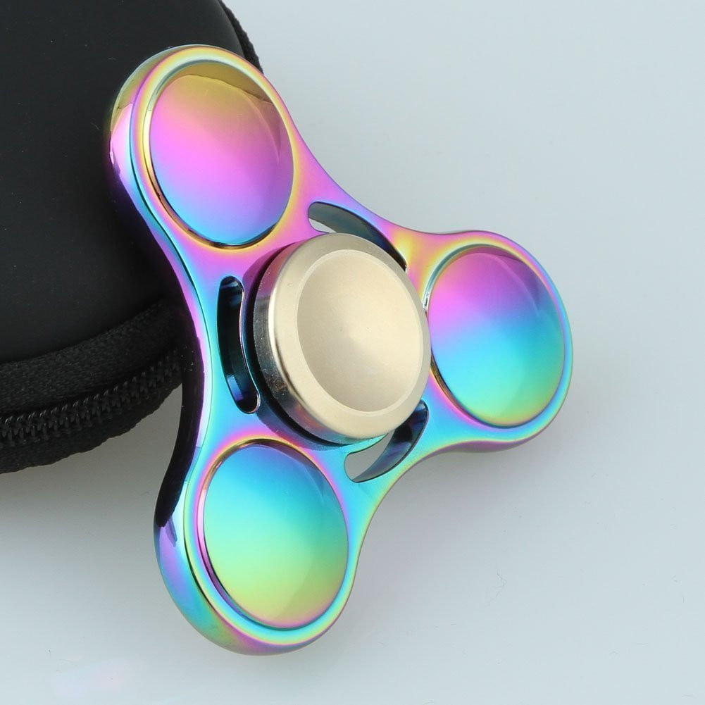Rainbow Chrome Duo Fidget Hand Spinner EDC Focus Stress Reliever Toy Kids Adults 