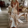 thumbnail image 1 of SMihono Robe Maxi Bohème d'Été pour Femmes Grande Taille Mode Décontractée d'Été avec Poches Sans Manches Imprimé Dentelle Col en V Robe de Plage Robe d'Été, 1 of 4