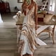 thumbnail image 1 of ICHUANYI Clearance Women's Fashion Casual Summer Pocket Sleeveless Lace Print V-Neck Dress(Khaki, M) ICHUANYI WER2023081015397, 1 of 4