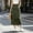 Army Green, variant on Women’s Elastic Waist Midi Skirt, Linen Look Front Button Center Split Side Pockets, Relaxed Cut for Town Markets Blue S