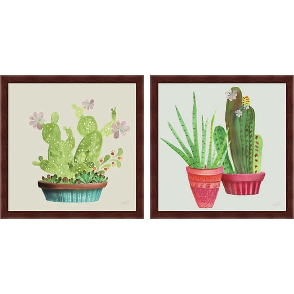 Great Art Now Succulent Symphony A by Marie-Elaine Cusson, 2 Piece Framed Art Set Each 13"W x 13"H